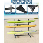 3-Tier Freestanding Kayak Storage Rack with Lockable Wheels