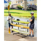 3-Tier Freestanding Kayak Storage Rack with Lockable Wheels