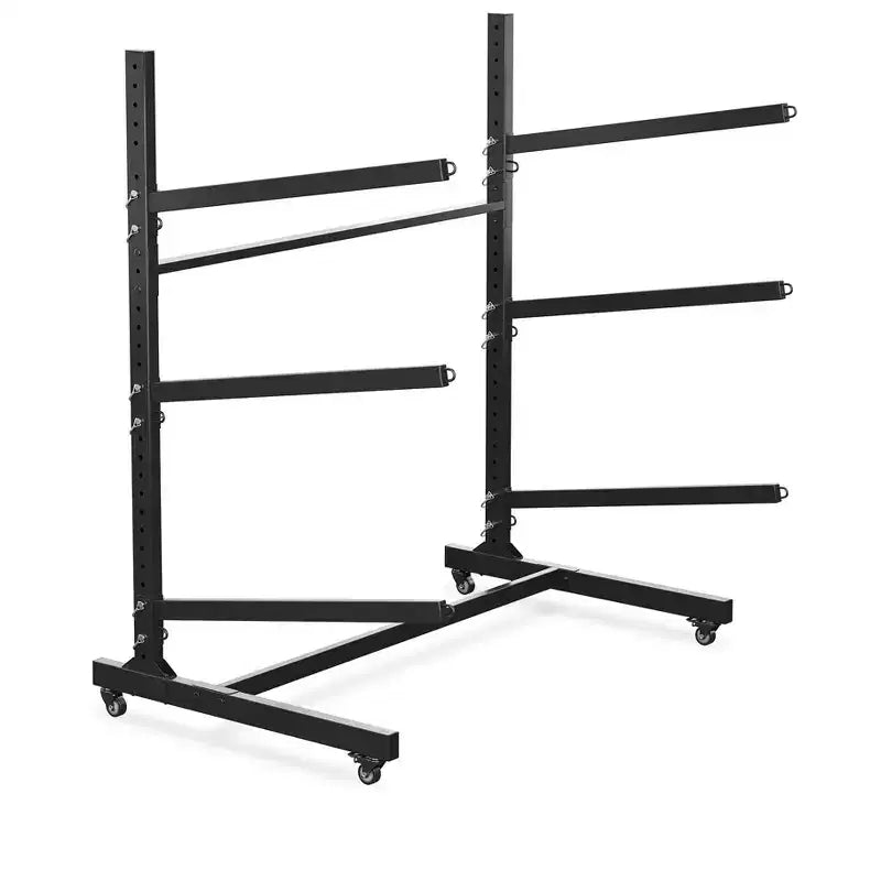 3-Tier Freestanding Kayak Storage Rack with Lockable Wheels