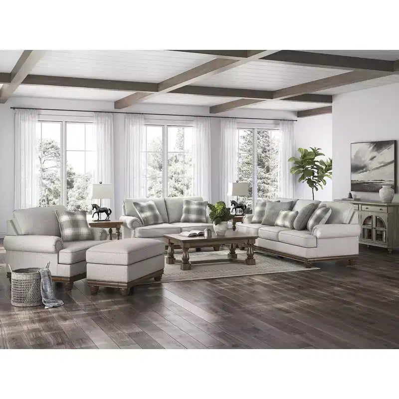 Ottoman, Textured Polyester Upholstery, Sandstone