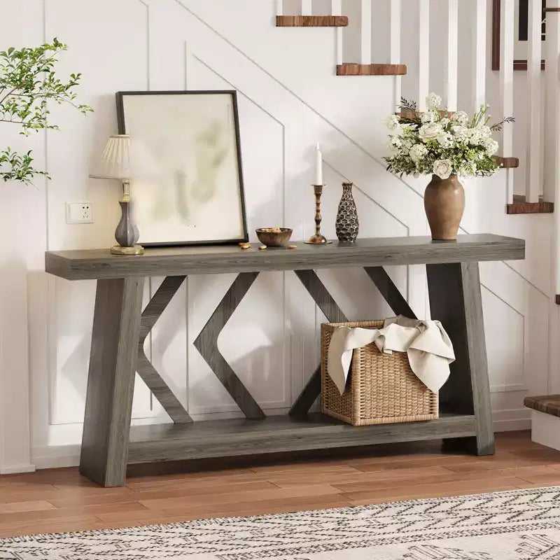 70.9" Entryway Console Table with 2-Tier Storage, Narrow Sofa Table for Hallway and Living Room