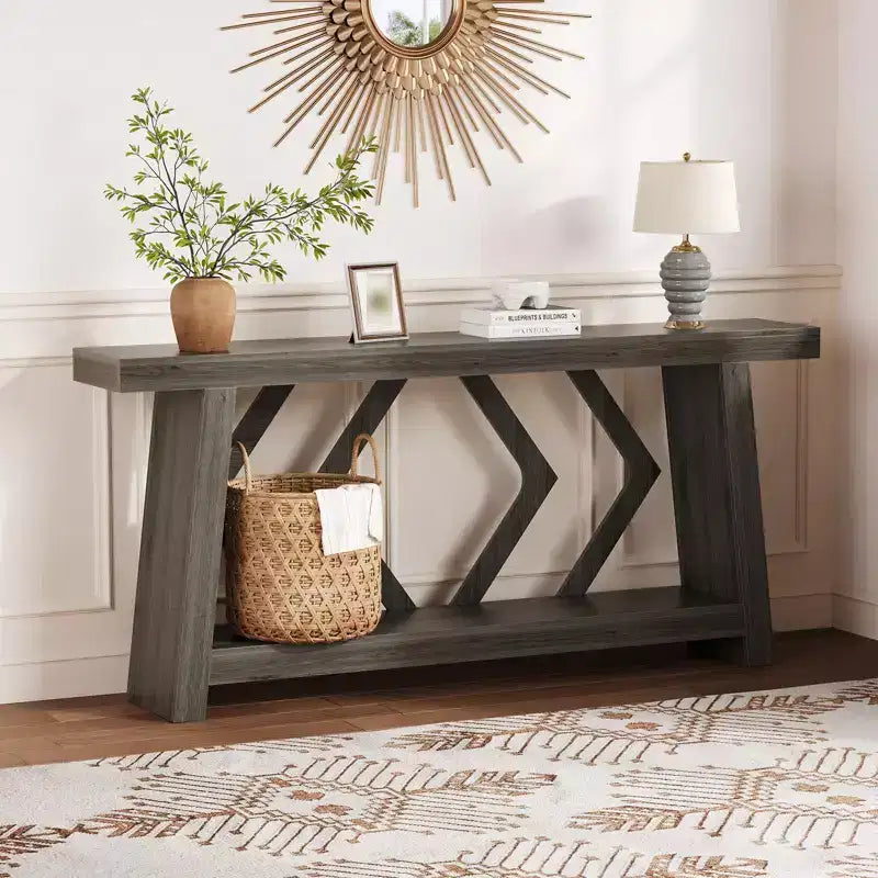 70.9" Entryway Console Table with 2-Tier Storage, Narrow Sofa Table for Hallway and Living Room