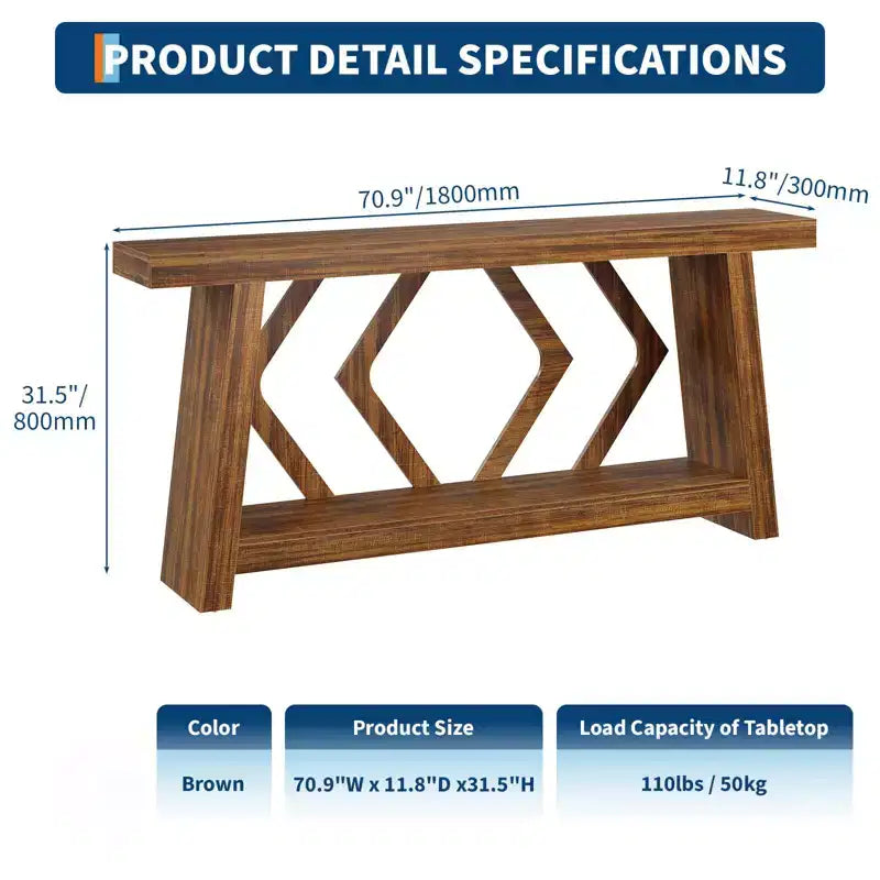 70.9" Entryway Console Table with 2-Tier Storage, Narrow Sofa Table for Hallway and Living Room