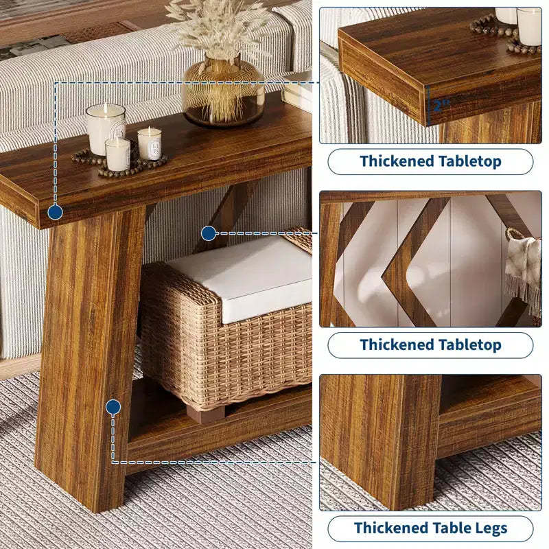 70.9" Entryway Console Table with 2-Tier Storage, Narrow Sofa Table for Hallway and Living Room