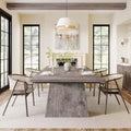Lantine Dining Table for 6, Farmhouse Wood Rectangular Kitchen Table with Double Pedestal, 63 L x 31.5 W x 30 H, Grey