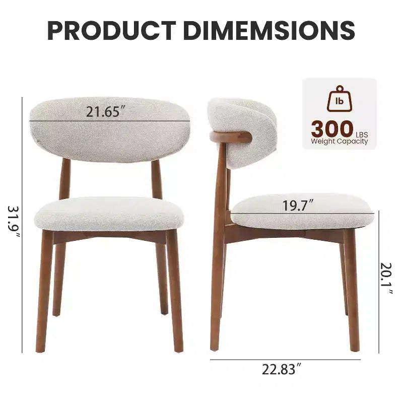 Set of 2 Dining Chairs with High Back and Wood Frame