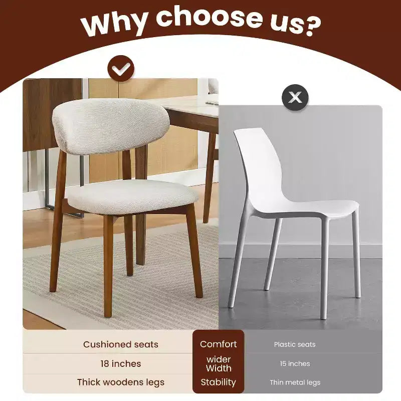 Set of 2 Dining Chairs with High Back and Wood Frame