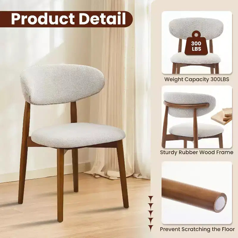Set of 2 Dining Chairs with High Back and Wood Frame