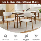 Set of 2 Dining Chairs with High Back and Wood Frame