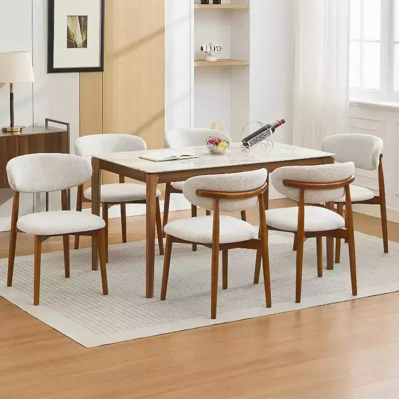 Set of 2 Dining Chairs with High Back and Wood Frame