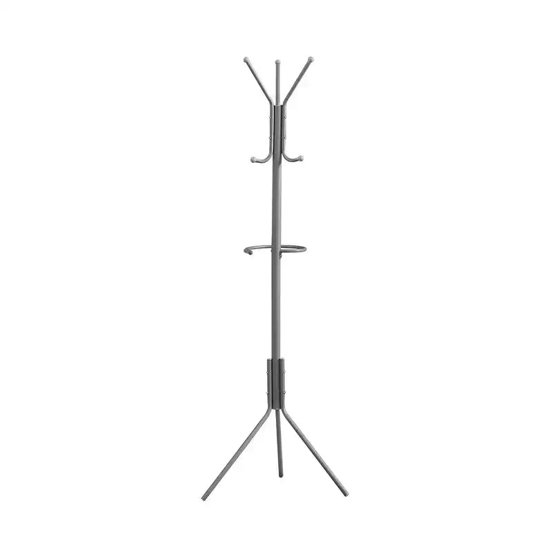 68" Freestanding Metal Coat Rack with Hanging Bar, 6 Hooks and Umbrella Holder