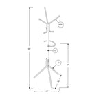 68" Freestanding Metal Coat Rack with Hanging Bar, 6 Hooks and Umbrella Holder