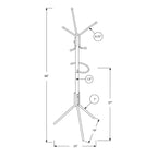 68" Freestanding Metal Coat Rack with Hanging Bar, 6 Hooks and Umbrella Holder
