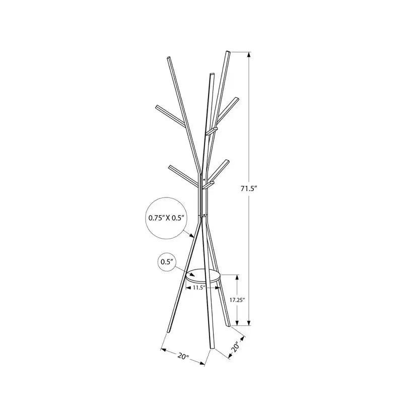 72-Inch Metal Coat Rack with 6 Hooks and MDF Shelf