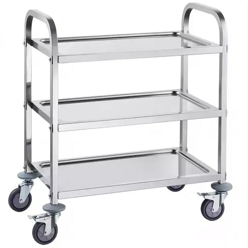 3-Tier Stainless Steel Utility Cart 400 lbs Capacity with Lockable Swivel Wheels