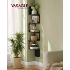 5-Tier Wall-Mounted Corner Shelf with PVC Rattan Sides, Zigzag Design, Space-Saving Floating Shelf