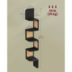 5-Tier Wall-Mounted Corner Shelf with PVC Rattan Sides, Zigzag Design, Space-Saving Floating Shelf
