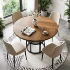 47-Inch Round Dining Table with Storage Shelf and Metal Frame
