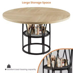 47-Inch Round Dining Table with Storage Shelf and Metal Frame