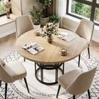 47-Inch Round Dining Table with Storage Shelf and Metal Frame