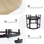 47-Inch Round Dining Table with Storage Shelf and Metal Frame
