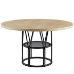 47-Inch Round Dining Table with Storage Shelf and Metal Frame