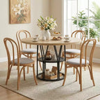 47-Inch Round Dining Table with Storage Shelf and Metal Frame