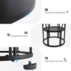 47-Inch Round Dining Table with Storage Shelf and Metal Frame