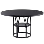 47-Inch Round Dining Table with Storage Shelf and Metal Frame