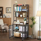 Industrial Bookcase with Metal Frame and Wood Shelves