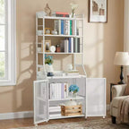 Industrial Bookcase with Metal Frame and Wood Shelves