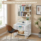 Industrial Bookcase with Metal Frame and Wood Shelves