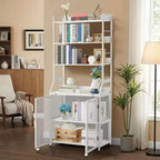 Industrial Bookcase with Metal Frame and Wood Shelves