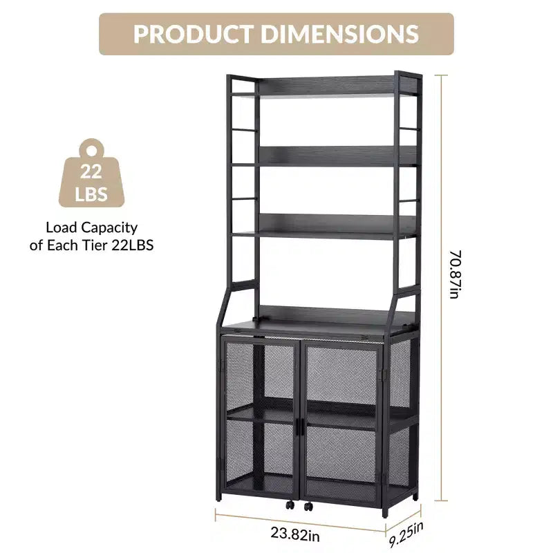 Industrial Bookcase with Metal Frame and Wood Shelves