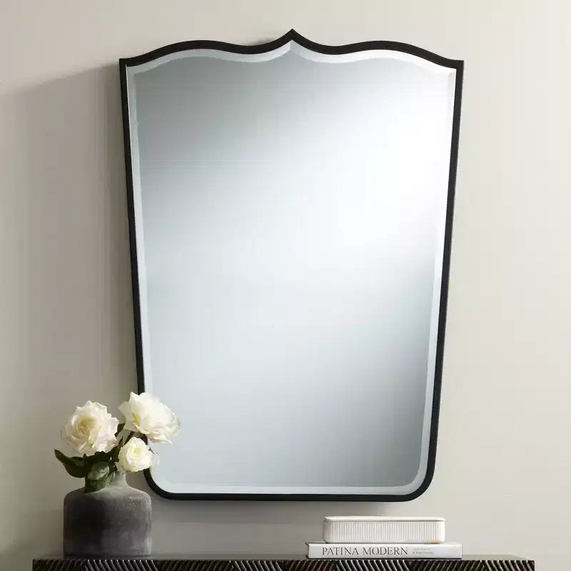 Satin Black Curve Top Wall Mirrors Set of 2