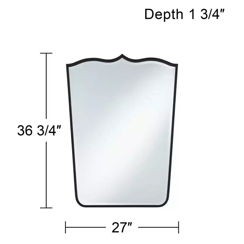 Satin Black Curve Top Wall Mirrors Set of 2