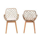 bali & pari Ballerina Rattan and Wood Dining Chair Gray Wash/Natural Brown/White: Upholstered Polyester, Spot Clean