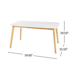 Rectangular Dining Table for 4 - Rubberwood Frame, MDF Top, White