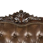 90.25" Sofa Traditional with Nailhead Trim, Brown