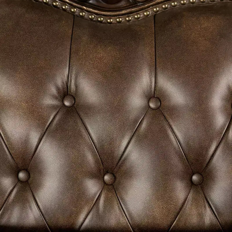 90.25" Sofa Traditional with Nailhead Trim, Brown