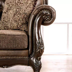 90.25" Sofa Traditional with Nailhead Trim, Brown