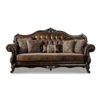 90.25" Sofa Traditional with Nailhead Trim, Brown