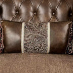 90.25" Sofa Traditional with Nailhead Trim, Brown