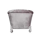 52" Accent Chair – Ivory Fabric, Bone White Finish, Tufted with Nailhead Trim