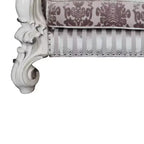 52" Accent Chair – Ivory Fabric, Bone White Finish, Tufted with Nailhead Trim