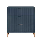2pc 3-Drawer Nightstand Side Table Set, Navy