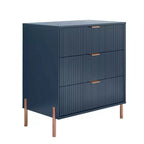 2pc 3-Drawer Nightstand Side Table Set, Navy