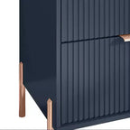 2pc 3-Drawer Nightstand Side Table Set, Navy