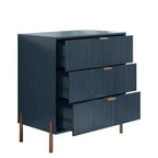 2pc 3-Drawer Nightstand Side Table Set, Navy