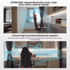 Gaming-Stuhl mit Bluetooth-Lautsprechern, hoher Rücken, PU-Leder Bürostuhl, Rot  